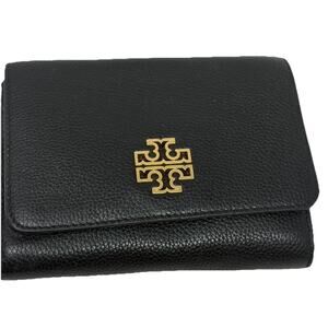 Tory Burch Britten Black Pebbled Leather Small Combo Crossbody Gold Hardware